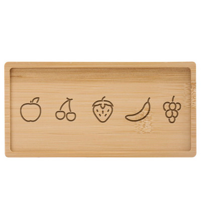 Subtire din lemn de bambus dreptunghiular Tava de desert personalizabila gravata logo/text personalizat