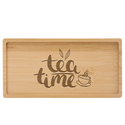 Subtire din lemn de bambus dreptunghiular Tava de desert personalizabila gravata logo/text personalizat