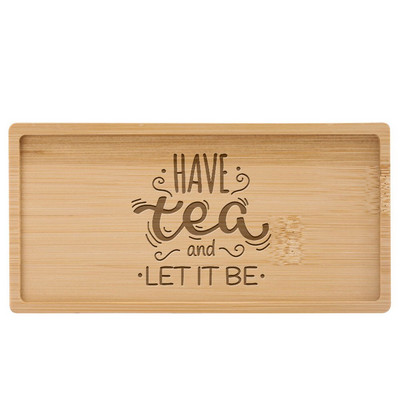 Subtire din lemn de bambus dreptunghiular Tava de desert personalizabila gravata logo/text personalizat