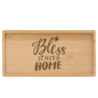 Subtire din lemn de bambus dreptunghiular Tava de desert personalizabila gravata logo/text personalizat