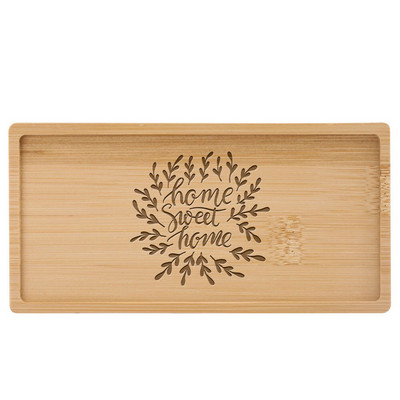 Subtire din lemn de bambus dreptunghiular Tava de desert personalizabila gravata logo/text personalizat