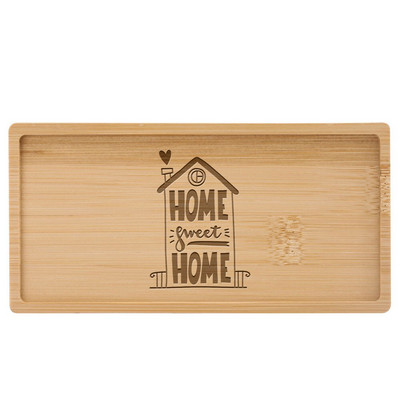 Subtire din lemn de bambus dreptunghiular Tava de desert personalizabila gravata logo/text personalizat