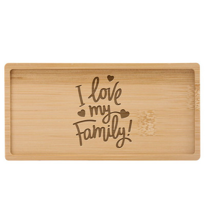 Subtire din lemn de bambus dreptunghiular Tava de desert personalizabila gravata logo/text personalizat