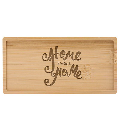 Subtire din lemn de bambus dreptunghiular Tava de desert personalizabila gravata logo/text personalizat
