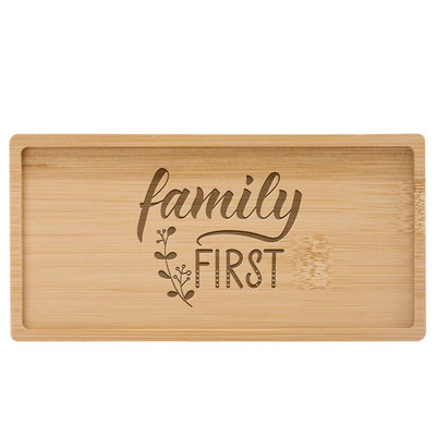 Subtire din lemn de bambus dreptunghiular Tava de desert personalizabila gravata logo/text personalizat