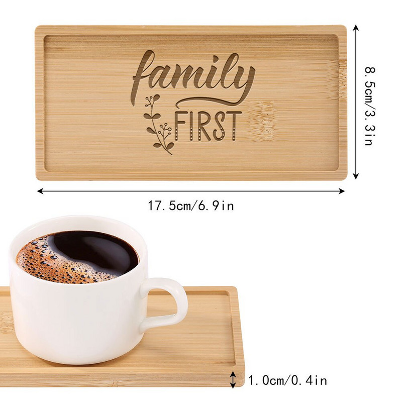 Subtire din lemn de bambus dreptunghiular Tava de desert personalizabila gravata logo/text personalizat