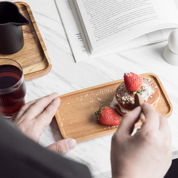 Ξύλινος δίσκος Μασίφ Ξύλο Ορθογώνιο Πιάτο Πρωινού Σούσι Σνακ Ψωμί Επιδόρπιο Κέικ μπάρμπεκιου εύκολο στη μεταφορά Πολυλειτουργικό