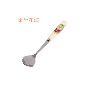 5Pcs/Set Keramička drška od nehrđajućeg čelika Žličica za čaj Kreativna žličica za kavu Žličica za med i sladoled Mala žličica za čaj 15 cm