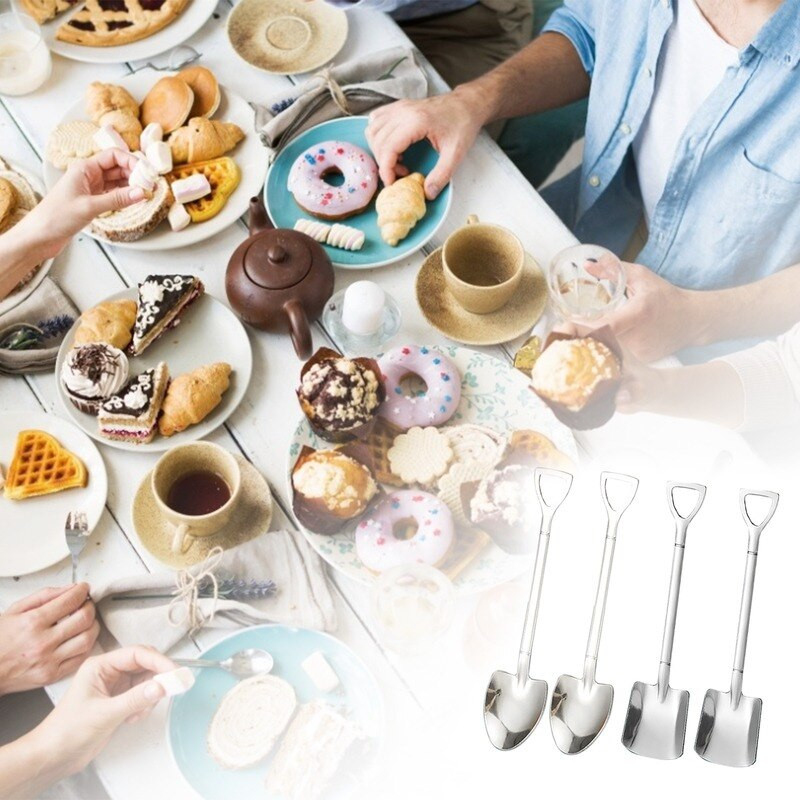 10 vnt. / partijoje nerūdijančio plieno kavos šaukštų rinkinys Kūrybinis stalo reikmenų kastuvas ledams desertui semtuvas šaukštas gimtadienio dovana