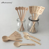 100db Név kezdőbetűi Dátum Gravírozott Eldobható Mini kanalak Koktélparti Keverő rudak Esküvői Eljegyzéshez Asztali dekoráció