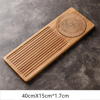 Poslužavnik za čaj od punog bambusovog drveta Prostirka od ratana Pravokutnik za posluživanje Stolni tanjur Tanjur Dodaci Tanjurić Posuda za odlaganje hotelskog čaja