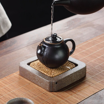 Ρουλεμάν Χειροποίητο Δίσκο Ρατάν Dry-Bulb Cha dian Πιατάκι Τσάι Νερό Μικρός δίσκος κινέζικο σετ τσαγιού kung fu μαύροι δίσκοι