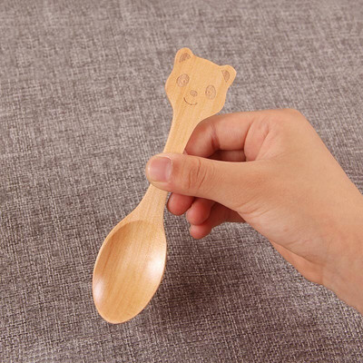 4 komada Mačka Životinja Drvo Kuhinjski pribor za kuhanje Alat Žlica za juhu Čajna žlica Pribor za jelo DIY Kuhanje Drvena žlica za jelo