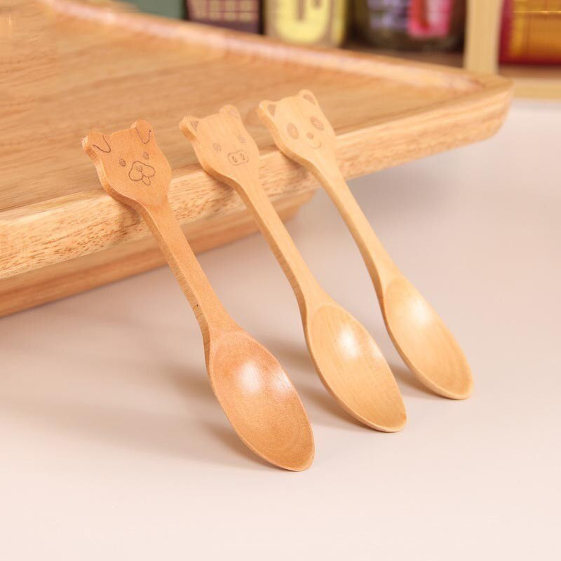 4 komada Mačka Životinja Drvo Kuhinjski pribor za kuhanje Alat Žlica za juhu Čajna žlica Pribor za jelo DIY Kuhanje Drvena žlica za jelo