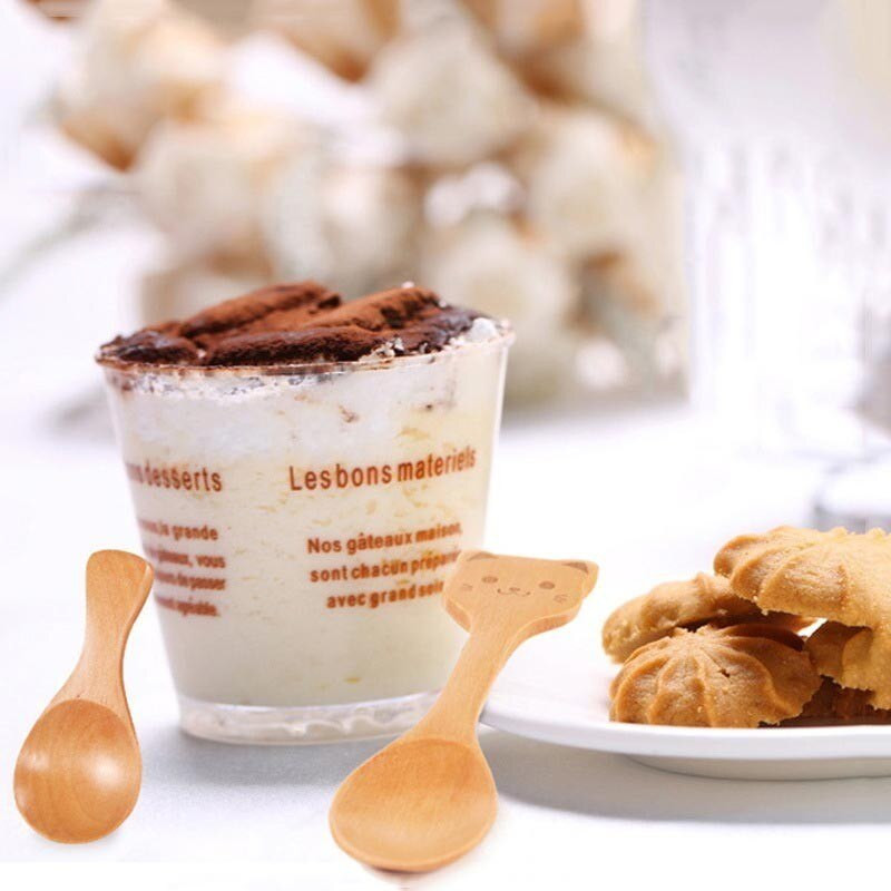 4 komada Mačka Životinja Drvo Kuhinjski pribor za kuhanje Alat Žlica za juhu Čajna žlica Pribor za jelo DIY Kuhanje Drvena žlica za jelo