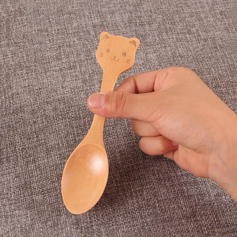 4 komada Mačka Životinja Drvo Kuhinjski pribor za kuhanje Alat Žlica za juhu Čajna žlica Pribor za jelo DIY Kuhanje Drvena žlica za jelo