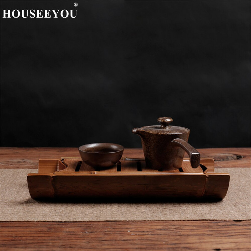 Rankų darbo natūralaus bambuko arbatos padėklas Kinietiškas Kung Fu arbatos rinkinys Priedai Pagrindinis Paprastas Mini stačiakampis bambuko serviravimo padėklas