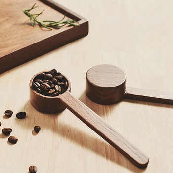 Дървена мерителна лъжица от черен орех Лъжица за кафе на зърна с дълга къса дръжка Кухня Инструмент за домашно печене Мерителна чаша за пиене