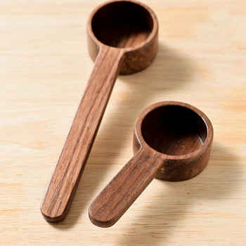 Дървена мерителна лъжица от черен орех Лъжица за кафе на зърна с дълга къса дръжка Кухня Инструмент за домашно печене Мерителна чаша за пиене
