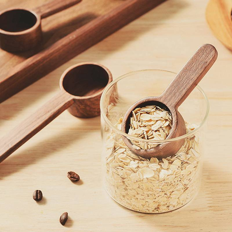 Drvena mjerna žlica od crnog oraha Žlica za zrno kave s dugom kratkom drškom Kuhinjski kućni alat za pečenje Mjerna čaša za piće
