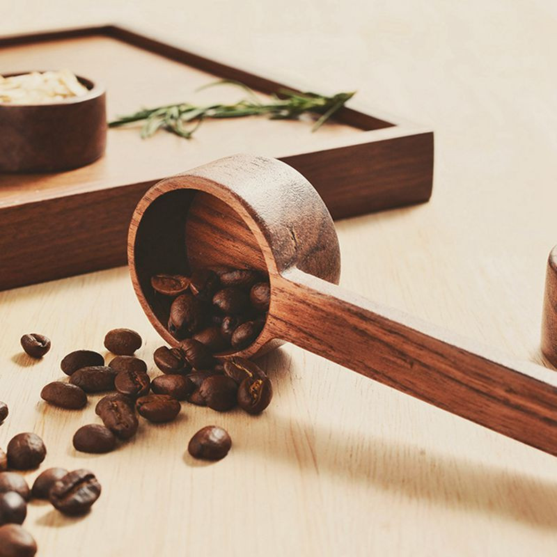 Drvena mjerna žlica od crnog oraha Žlica za zrno kave s dugom kratkom drškom Kuhinjski kućni alat za pečenje Mjerna čaša za piće