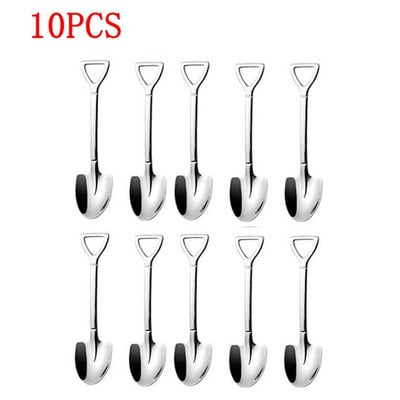 10 vnt. Kastuvas kavos šaukštas Creative Nerūdijančio plieno arbatinis šaukštelis Ledų desertas Šaukštas Kalėdų dovanų stalo įrankių įrankis