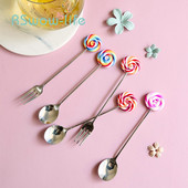 Miela ledinukų šakutė ir šaukštas 304 nerūdijančio plieno desertinė šakutė šaukštelis mažas šaukštelis kavos šaukštelis vaisių šakutė Kavos priedai