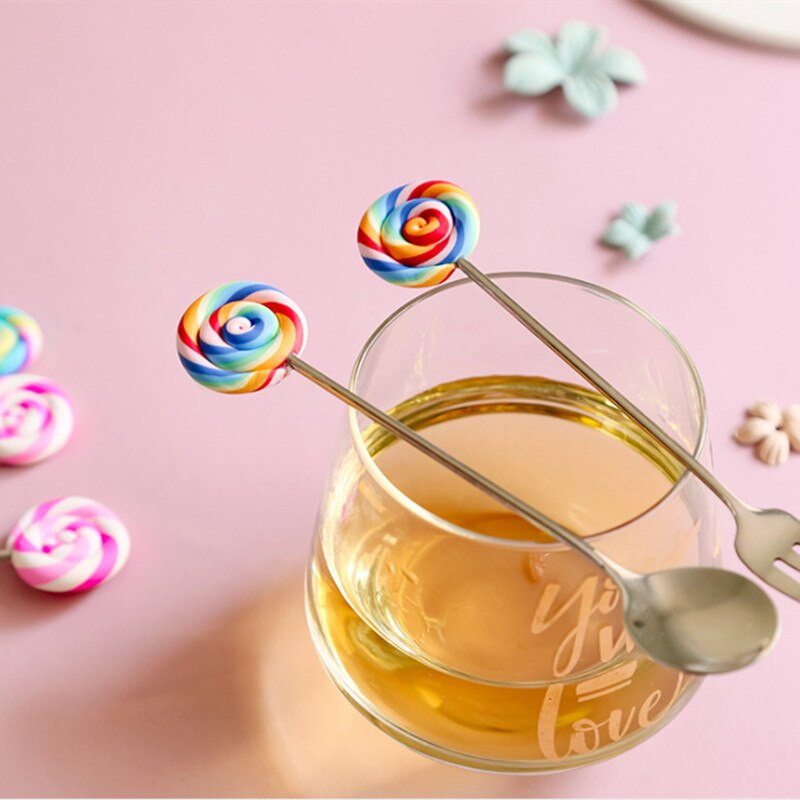 Miela ledinukų šakutė ir šaukštas 304 nerūdijančio plieno desertinė šakutė šaukštelis mažas šaukštelis kavos šaukštelis vaisių šakutė Kavos priedai