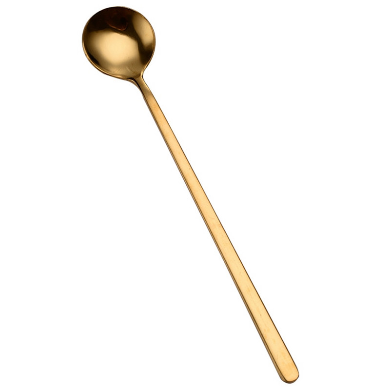 12 vnt / rinkinys Prabangus kavos šaukštas Nerūdijantis plienas Auksinis Mini šaukštelis Cukraus Desertinis Šaukštelis Ledų Sriubos Šaukštelis Virtuvės reikmenys