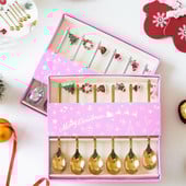 6kom žlica za kavu Žličice za miješanje Žlice za miješanje Žlica od nehrđajućeg čelika Set kutija za božićne darove Ukrasi za stol za zabave Žličica za kavu