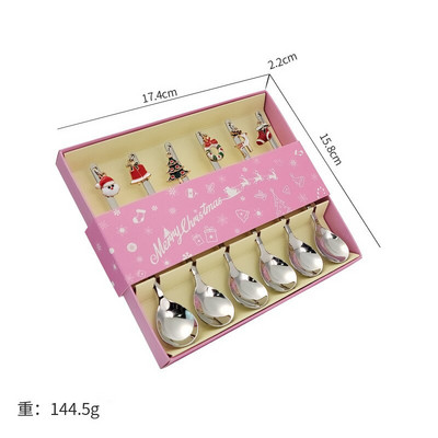 6kom žlica za kavu Žličice za miješanje Žlice za miješanje Žlica od nehrđajućeg čelika Set kutija za božićne darove Ukrasi za stol za zabave Žličica za kavu