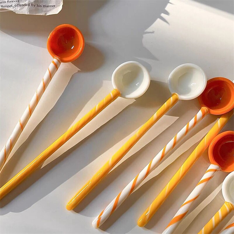 Ukrasni spiralni vitraji s dugom drškom Kava Mlijeko Žlica za sladoled Lizalica Desert Koktel Miješanje Chic Party Posuđe