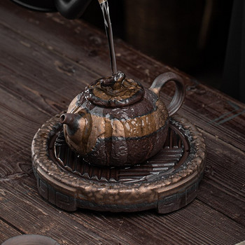 Японска позлатена желязна глазирана тенджера Контейнер за капка вода Контейнер за гърне от керамика Подложка за тенджера Основа за тенджера за чай Малък размер Поднос за сух чай