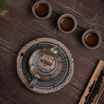 Японска позлатена желязна глазирана тенджера Контейнер за капка вода Контейнер за гърне от керамика Подложка за тенджера Основа за тенджера за чай Малък размер Поднос за сух чай
