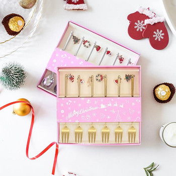 Σετ κουταλιού και πιρουνιού καφέ Επιδόρπιο με κουτάλι για ανάδευση ζάχαρης φτυάρι κουταλιού τσαγιού Χριστουγεννιάτικο κουτί δώρου Αξεσουάρ κουζίνας σερβίτσιο