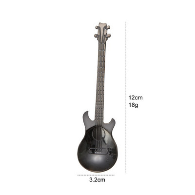 7-dielna sada gitarových lyžičiek, sada nerezových čajových lyžičiek a jedálenských lyžíc, dezertné lyžičky na kávu a cukor na zmrzlinu a mliečny kokteil.
