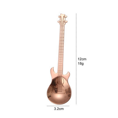 7-dielna sada gitarových lyžičiek, sada nerezových čajových lyžičiek a jedálenských lyžíc, dezertné lyžičky na kávu a cukor na zmrzlinu a mliečny kokteil.
