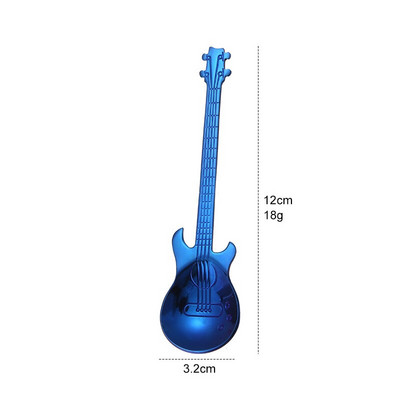 7-dielna sada gitarových lyžičiek, sada nerezových čajových lyžičiek a jedálenských lyžíc, dezertné lyžičky na kávu a cukor na zmrzlinu a mliečny kokteil.
