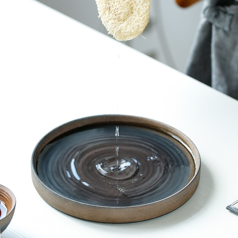 Posuda od kamenine Retro vodena žarulja Disk Lonac Ležaj Posuda za čaj Tanjurić Keramička kraljica Yuan Cha Pan Čajni stol TeaCeremony Porculan