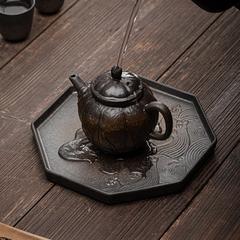 Японска позлатена желязна глазура Бамбукова поднос за чай Керамична тенджера Поставка за саксия Поддръжка Маса за чай Малка поднос за чай Поднос за плодове Поднос за торта с чай
