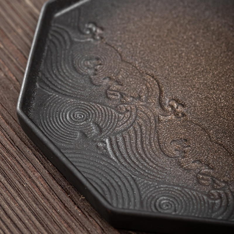 Japoniškas paauksuotas geležies glazūra Bambuko arbatos padėklas Keraminis puodo laikiklio laikiklis Pagalbinis arbatos staliukas Mažas arbatos padėklas Vaisių padėklas arbatos pyrago padėklas