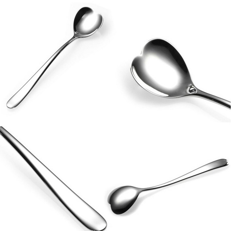 Кафена лъжица във формата на сърце Десертна захар Лъжици за разбъркване Чаена лъжичка Сервизи Кухненски аксесоари от неръждаема стомана 4 бр./компл.