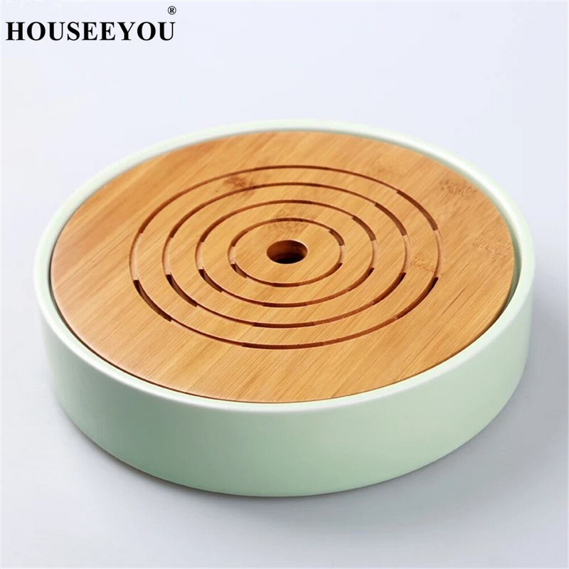 Keramikinis bambuko arbatos padėklas Nutekėjimas Vandens laikymas Kung Fu arbatos rinkinys Kambario lenta Drenavimo stalas Kinų arbatos puodelio ceremonijos įrankiai Arbatos rinkinys