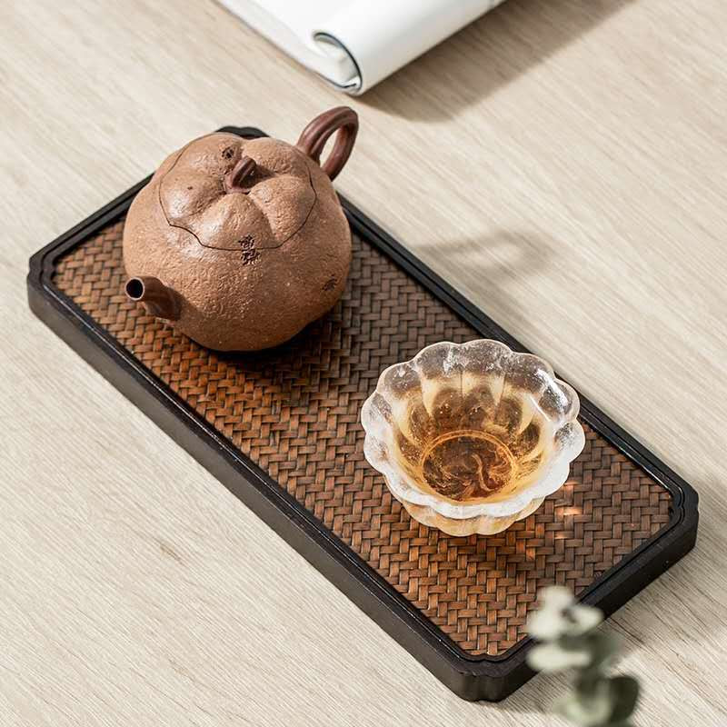 Sunkus bambuko arbatos stalo padėklas Bambuko kilimėlis Bambuko kilimėlis lėkštė Zen puodo padėklas Buitinis mažas arbatos padėklas arbatos rinkinys serviravimo padėklai Kavos padėklas