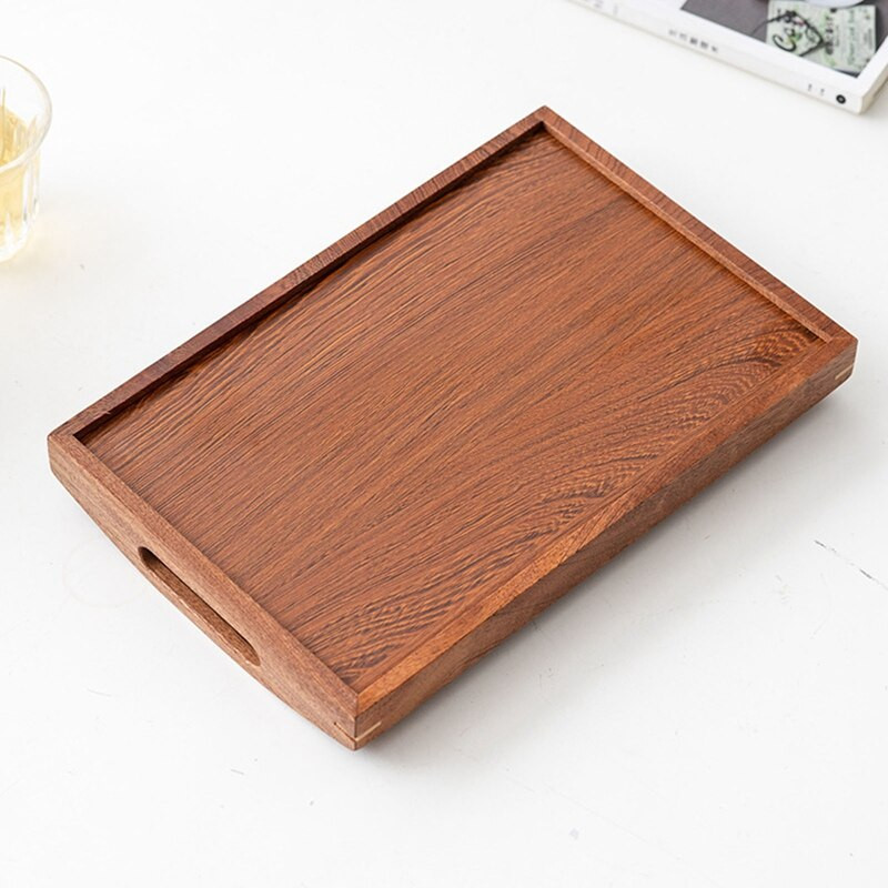 Tavă dreptunghiulară din lemn de bambus pentru ceai Tavă din lemn masiv Tavi pentru ceai de ceai Tavă cu suport Tavă din lemn pentru cină pentru hotel Tavă de depozitare Veselă