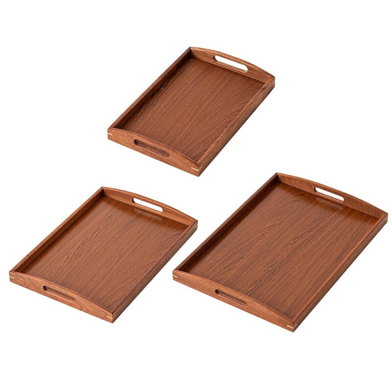 Tavă dreptunghiulară din lemn de bambus pentru ceai Tavă din lemn masiv Tavi pentru ceai de ceai Tavă cu suport Tavă din lemn pentru cină pentru hotel Tavă de depozitare Veselă