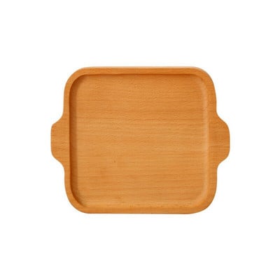 Farfurie solidă din lemn, dreptunghiulară, ecologică, farfurie din lemn, vase cu fructe, tavă de ceai cu mâner, set de veselă pentru desert