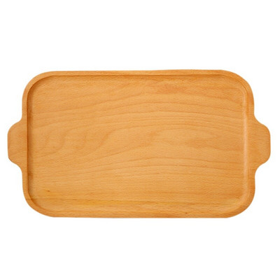 Farfurie solidă din lemn, dreptunghiulară, ecologică, farfurie din lemn, vase cu fructe, tavă de ceai cu mâner, set de veselă pentru desert