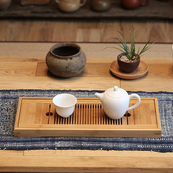Китайски бамбуков поднос за чай Bamboo Gongfu Tea Water Kung Fu Tea Set Маса за съхранение Поднос за сервиране