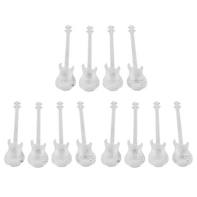 Gitarové kávové lyžičky, 12 ks nerezových hudobných kávových lyžičiek, čajových lyžičiek, miešacích lyžičiek a lyžičiek na cukor (strieborné)